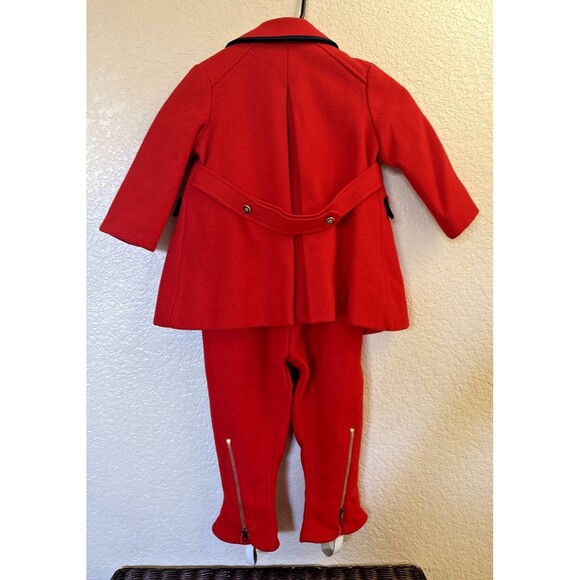 Vintage ROTHSCHILD Girls Wool Velvet Red/Blue Trim Coat & Snow Pants Leggings - Picture 7 of 16
